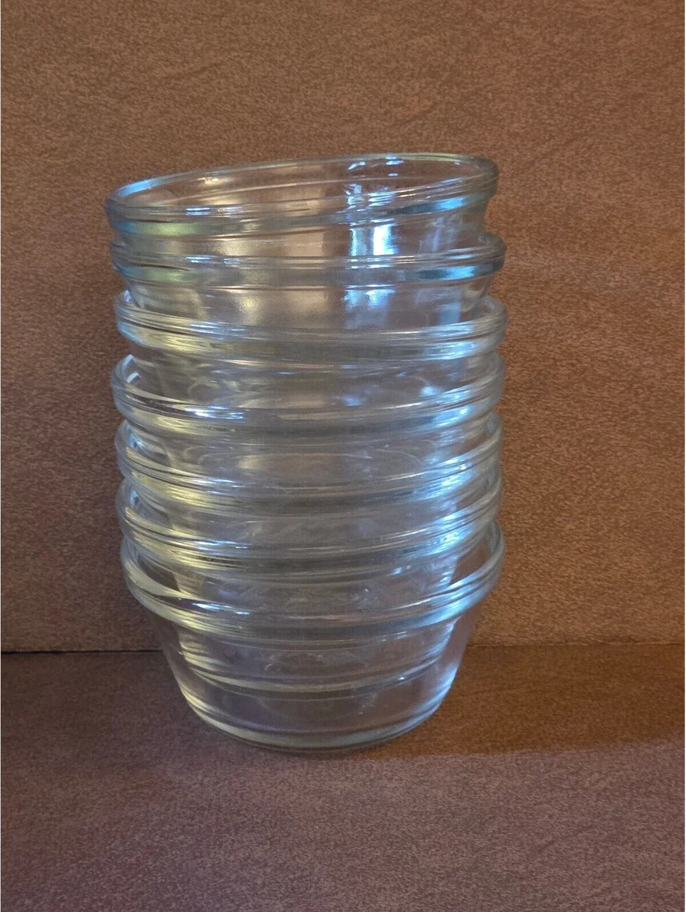 Vintage 1980s Anchor Hocking Clear Glass 6oz Custard Prep Bowls - Set of 7